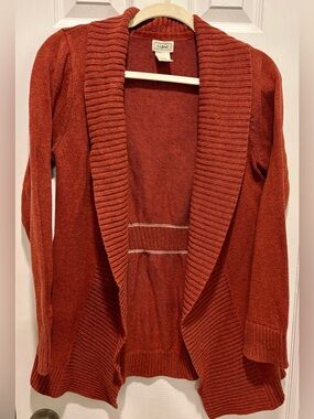 L.L. Bean Women’s Open-Front Shawl Collar Cardigan - Rust M